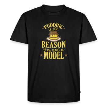 Pudding Dessert Süßspeise - Men's Premium Organic T-Shirt - black - Front - Nico (187cm)