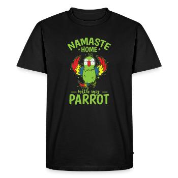 Namaste Home with my Parrot Animal Bird - Men's Premium Organic T-Shirt - black - Front - Nico (187cm)