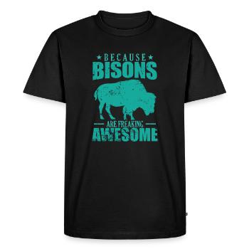 Parce que les bisons sont des animaux vraiment géniaux - T-shirt Premium bio Homme - noir - Devant - Nico (187cm)