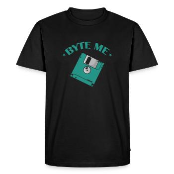 Byte me Disquette Module de mémoire rétro de disquette - T-shirt Premium bio Homme - noir - Devant - Nico (187cm)