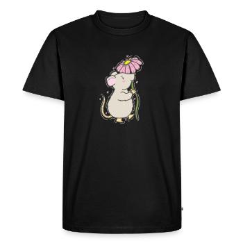 Mouse with Flower Nature Cheese Pet - Men's Premium Organic T-Shirt - black - Front - Nico (187cm)