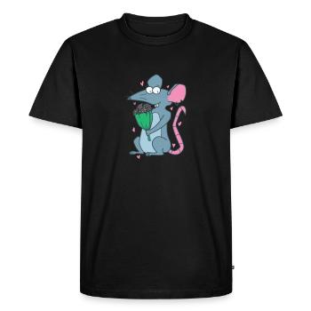 Rat with Flowers Nature Rodent - Men's Premium Organic T-Shirt - black - Front - Nico (187cm)