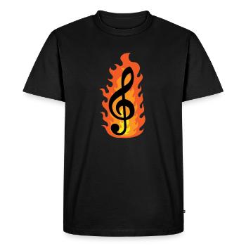 burning clef music musical note - Men's Premium Organic T-Shirt - black - Front - Nico (187cm)