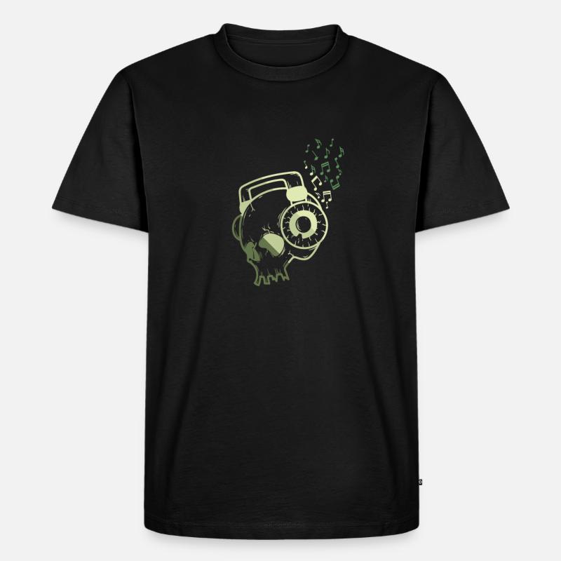 Kopf mit Kopfhörer Musik - Männer Premium Bio T-Shirt - Schwarz