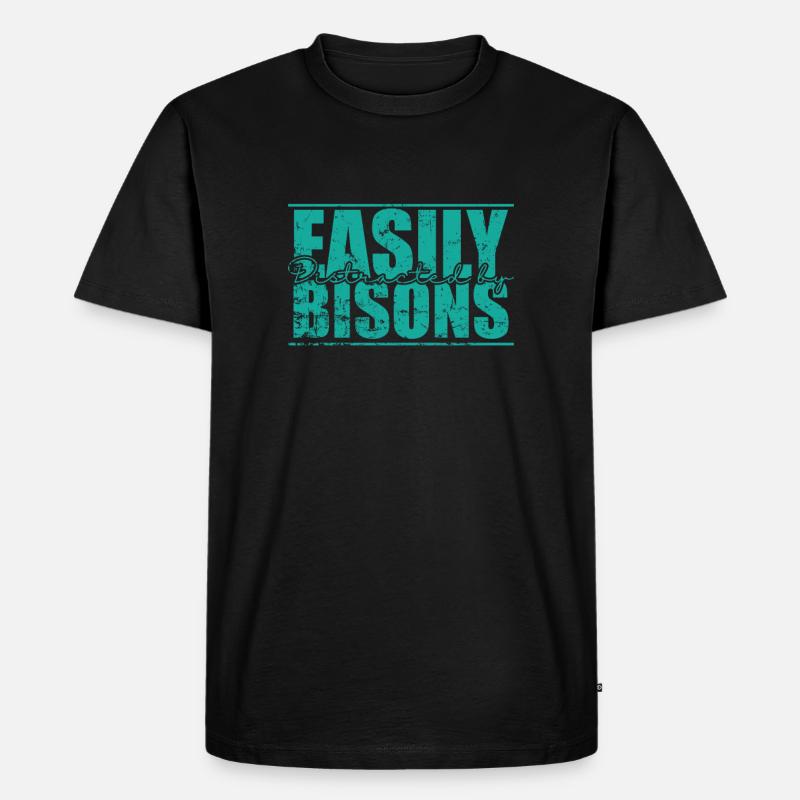 Easily Distracted by Bisons Tier - Männer Premium Bio T-Shirt - Schwarz