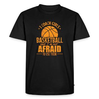 J’entraîne des filles de basket-ball de sports féminins - T-shirt Premium bio Homme - noir - Devant - Nico (187cm)