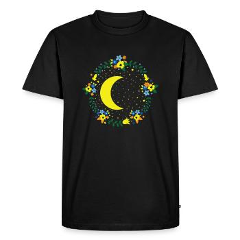 Lune avec des fleurs, ciel nocturne, espace extra-atmosphérique - T-shirt Premium bio Homme - noir - Devant - Nico (187cm)