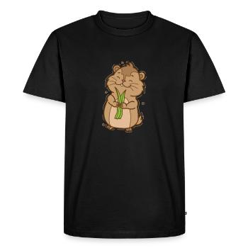 Lemming with plant rodent - Men's Premium Organic T-Shirt - black - Front - Nico (187cm)