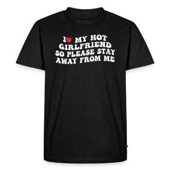 J'aime ma copine sexy - garde tes distances ! - T-shirt Premium bio Homme - noir - Devant - Nico (187cm)