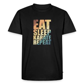 Manger Sommeil Karaté Répéter - T-shirt Premium bio Homme - noir - Devant - Nico (187cm)