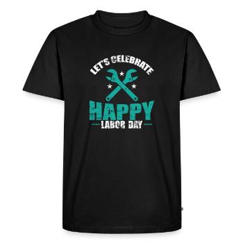 Célébrons la bonne fête du Travail - T-shirt Premium bio Homme - noir - Devant - Nico (187cm)