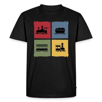 Train miniature Train Ferroviaire Rétro Locomotive - T-shirt Premium bio Homme - noir - Devant - Nico (187cm)