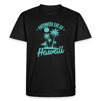 Honolulu, une ville de l’État d’Hawaï aux États-Unis - T-shirt Premium bio Homme - noir - Devant - Nico (187cm)