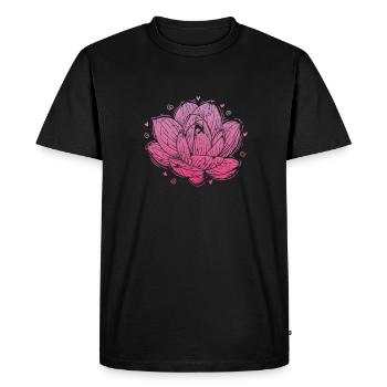Lotus flower blooms on plant - Men's Premium Organic T-Shirt - black - Front - Nico (187cm)