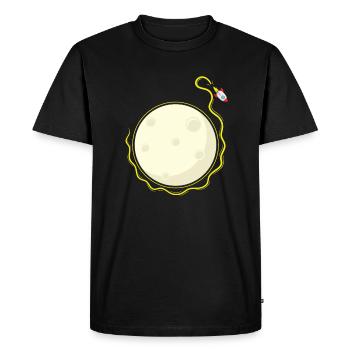Une fusée tourne autour de la lune - T-shirt Premium bio Homme - noir - Devant - Nico (187cm)