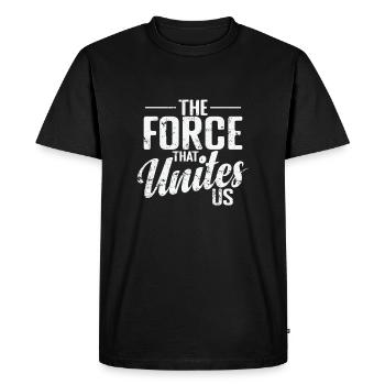 La force qui nous unit - T-shirt Premium bio Homme - noir - Devant - Nico (187cm)