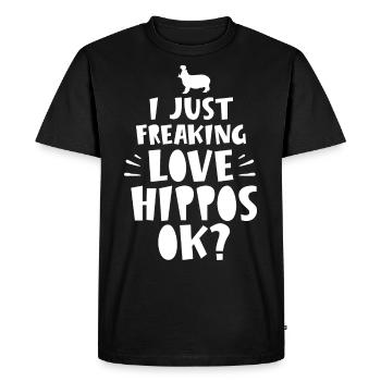 J’aime les hippopotames D’accord ? Animal hippopotame hippopotame - T-shirt Premium bio Homme - noir - Devant - Nico (187cm)