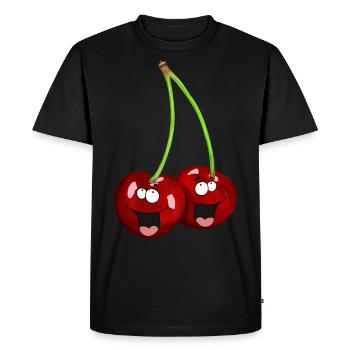 Funny Cherries Rockabilly Retro Vintage - Men's Premium Organic T-Shirt - black - Front - Nico (187cm)