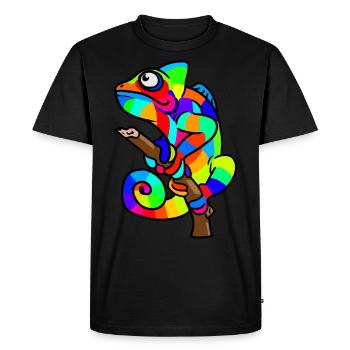 Caméléon coloré Coloré Enfants Enfants Bébé Zoo - T-shirt Premium bio Homme - noir - Devant - Nico (187cm)