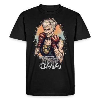 Sois gentil avec moi, ou j’aurai ma grand-mère! - T-shirt Premium bio Homme - noir - Devant - Nico (187cm)