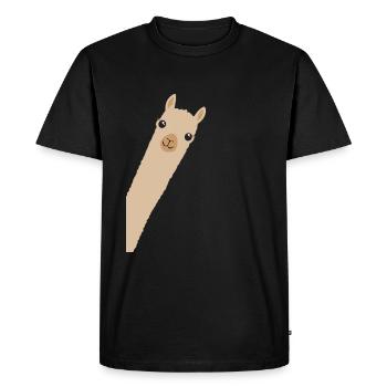 Alpaca Lama Gift Smile Hello - Men's Premium Organic T-Shirt - black - Front - Nico (187cm)