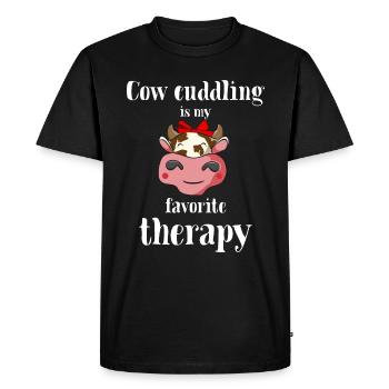 Vache câlin vache câlin câlin câlin thérapie - T-shirt Premium bio Homme - noir - Devant - Nico (187cm)