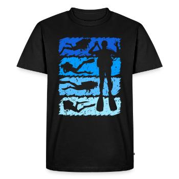 Vintage Retro Diving Diver - Men's Premium Organic T-Shirt - black - Front - Nico (187cm)