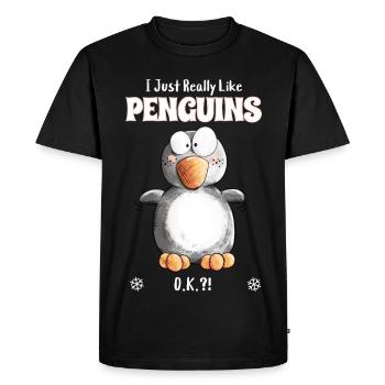 J’aime vraiment les pingouins Penguin Spruch - T-shirt Premium bio Homme - noir - Devant - Nico (187cm)