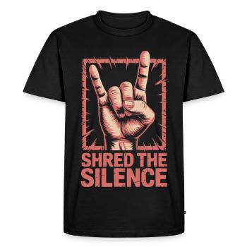 Shred the Silence – Rock Hand Heavy Metal Zeichen - Männer Premium Bio T-Shirt - Schwarz - Vorne - Nico (187cm)