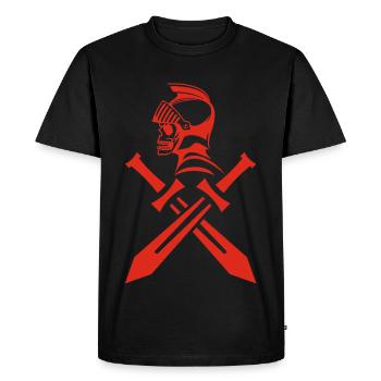 Crâne de chevalier rouge et épées croisées - T-shirt Premium bio Homme - noir - Devant - Nico (187cm)