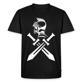 Crâne de chevalier blanc et épées croisées - T-shirt Premium bio Homme - noir - Devant - Nico (187cm)