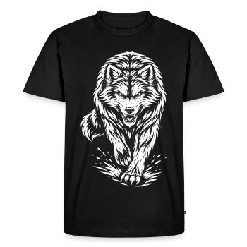 Loup Courant – Motif mystique d’animal sauvage - T-shirt Premium bio Homme - noir - Devant - Nico (187cm)