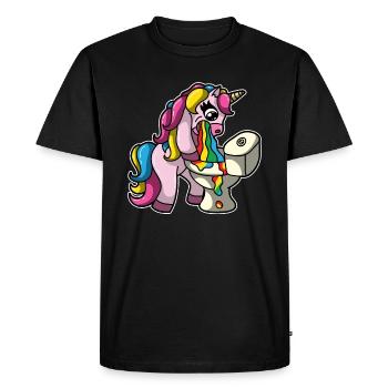 Licorne pukes cadeau arc-en-ciel licorne - T-shirt Premium bio Homme - noir - Devant - Nico (187cm)