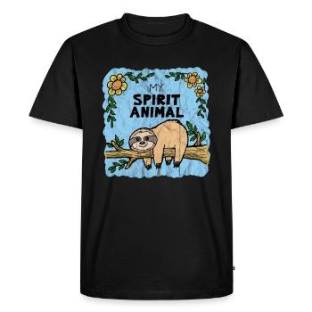 Chilling Lazy Sloth - Men's Premium Organic T-Shirt - black - Front - Nico (187cm)