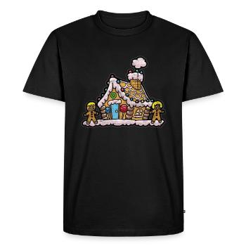 Maison de pain d'épice de Noël Nicolas - T-shirt Premium bio Homme - noir - Devant - Nico (187cm)