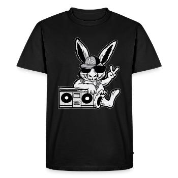 Hip Hop Bunny Ghetto Blaster 90s - Men's Premium Organic T-Shirt - black - Front - Nico (187cm)