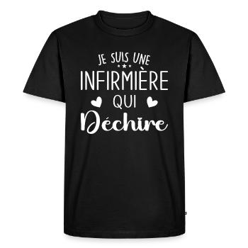 Je Suis Une Infirmière Qui Déchire - T-shirt Premium bio Homme - noir - Devant - Nico (187cm)