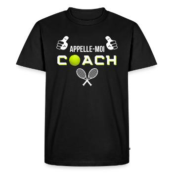 Humour coach tennis Cadeau entraineur de tennis - T-shirt Premium bio Homme - noir - Devant - Nico (187cm)