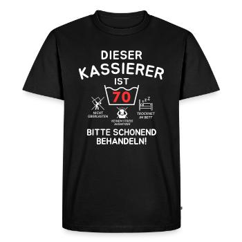 Cette caissière a 70 ans. - T-shirt Premium bio Homme - noir - Devant - Nico (187cm)