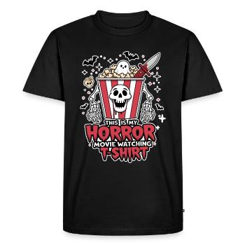 Horror Movie Watching Design - Men's Premium Organic T-Shirt - black - Front - Nico (187cm)