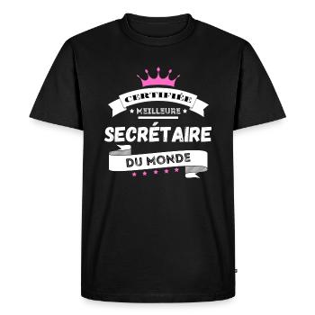 Certifiée meilleure secrétaire du monde - Humour - T-shirt Premium bio Homme - noir - Devant - Nico (187cm)