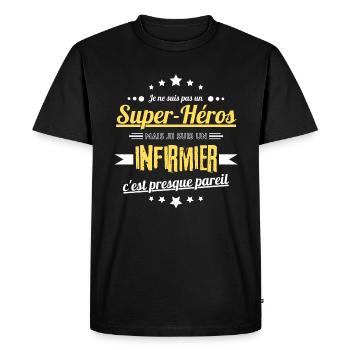 Meilleur Infirmier humour cadeau - T-shirt Premium bio Homme - noir - Devant - Nico (187cm)
