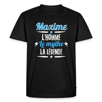 Maxime l'homme le mythe la légende cadeau - T-shirt Premium bio Homme - noir - Devant - Nico (187cm)