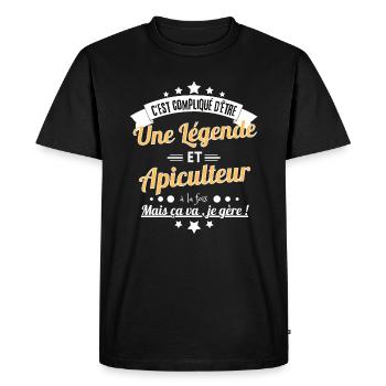 Légende et apiculteur à la fois mais je gère - T-shirt Premium bio Homme - noir - Devant - Nico (187cm)