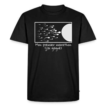 Mon premier marathon - T-shirt Premium bio Homme - noir - Devant - Nico (187cm)