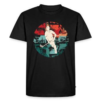 Joueur de floorball Vintage Floorball Floorballer - T-shirt Premium bio Homme - noir - Devant - Nico (187cm)