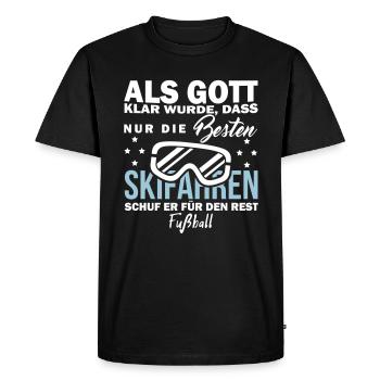 Skifahren vs. Fußball II - Männer Premium Bio T-Shirt - Schwarz - Vorne - Nico (187cm)