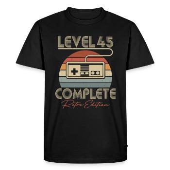 45e anniversaire Niveau 45 Complet Cadeau de 45 ans - T-shirt Premium bio Homme - noir - Devant - Nico (187cm)
