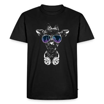 Girafe avec casque et lunettes de soleil cool - T-shirt Premium bio Homme - noir - Devant - Nico (187cm)