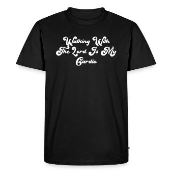 Walking With The Lord Is My Cardio - Men's Premium Organic T-Shirt - black - Front - Nico (187cm)
